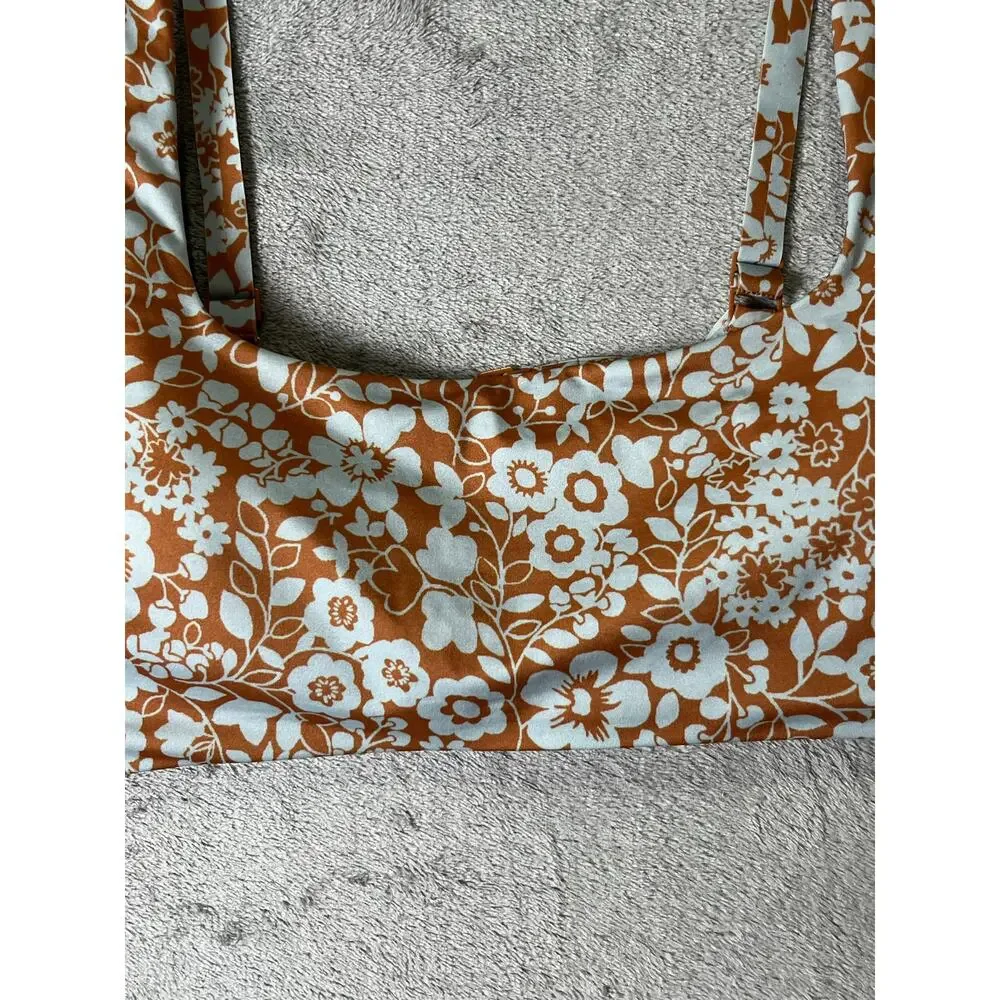 Everlane Square-Neck Bikini Top & High Rise Bottom Floral Swim Set Medium